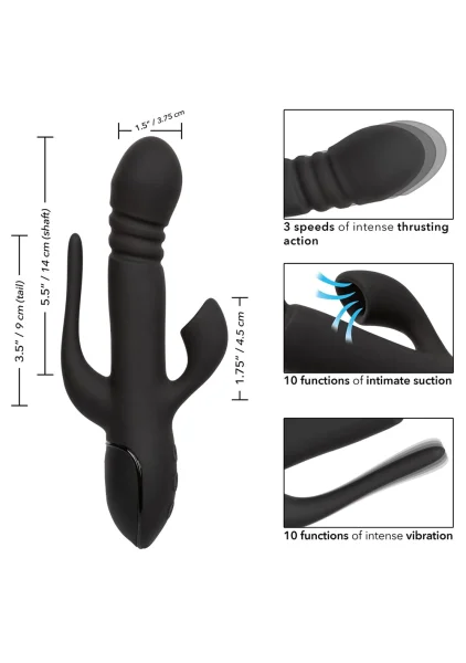 III Triple Euphoria Silicone Triple Stimulation Thrusting Vibrator With Clitoral Suction By CalExotics