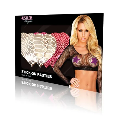 Hustler Pasties Heart Silver Pink