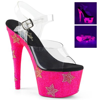 7 inches Heel 2 3 4 inches PF UV Reactive Ankle Strap Sandal W RS Stars