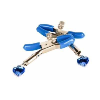 I ll Never Let Go Nipple Clamps Heart Charms Blue