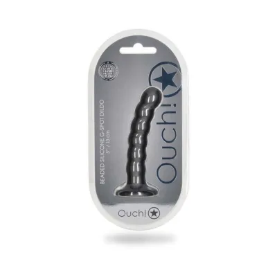 Realistic Dildos Shots Ouch Beaded Silicone 5 In G spot Dildo Gunmetal