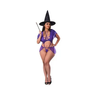 Club Wear Magic Silk Dress Up Charmed Costume Purple Queen Size