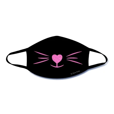 Meow Za Pink Glitter Kitty Face Mask With Black Trim