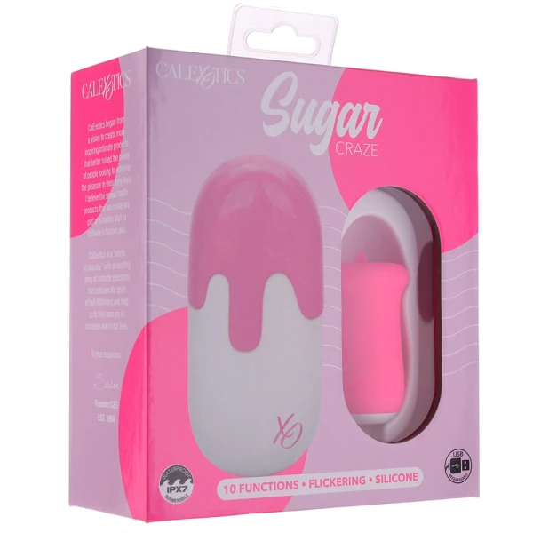Sugar Craze Rechargeable Waterproof Silicone Flickering Clitoral Stimulator By CalExotics - Pink