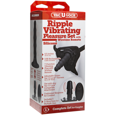 Vac U Lock Ripple Pleasure Vibrating Strap On Set