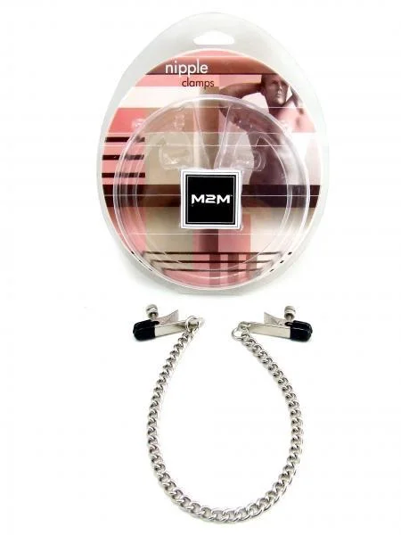 M2M Nipple Clamps Alligator Ends With Chain Chrome