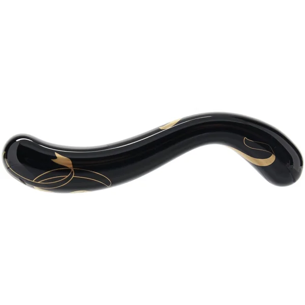 Secret Kisses Handblown Double Ended Glass Dildo 7" - Black & Gold