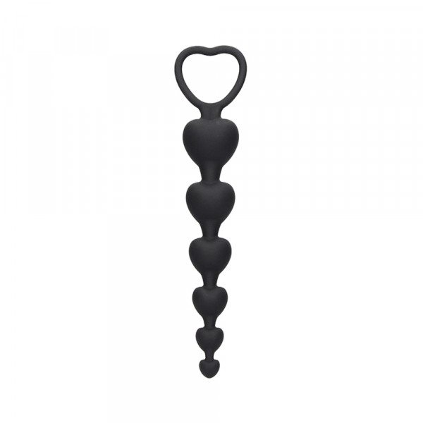 Ouch Anal Heart Beads Black