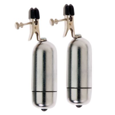 Broad Tip Wireless Vibrating Nipple Clamps Silver