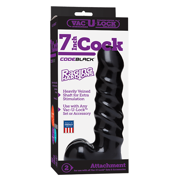 Vac-U-Lock CODE BLACK 7" Cock - Raging Hard-Ons