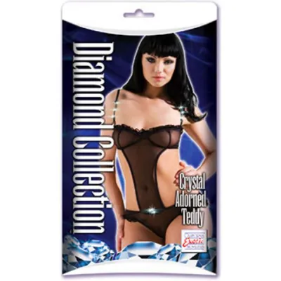Diamond Collection Crystal Adorned Teddy Black