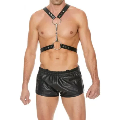 Men s Harness With Metal Bit Black