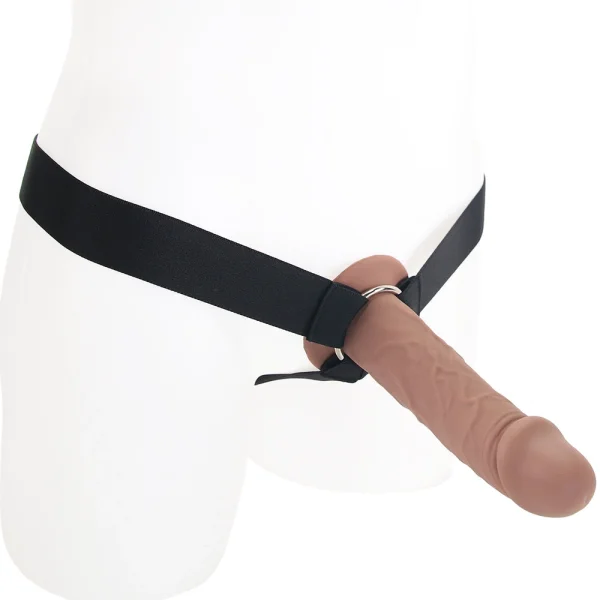 Performance Maxx Life-Like Silicone 7" Hollow Penis Extension With Harness By CalExotics - Chocolate
