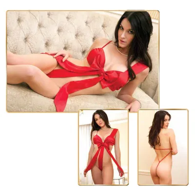 Rene Rofe Unwrap Me Satin Bow Teddy M L