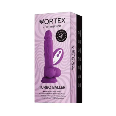 Femmefunn Vortex Turbo Baller 2 0 Rotating And Vibrating Dildo Purple