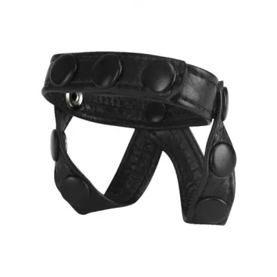 Macho V Style Cock Ring Ball Divider Adjustable Black