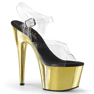 7 inches Heel 2 3 4 inches PF Ankle Strap Sandal w Chrome Plated Botto