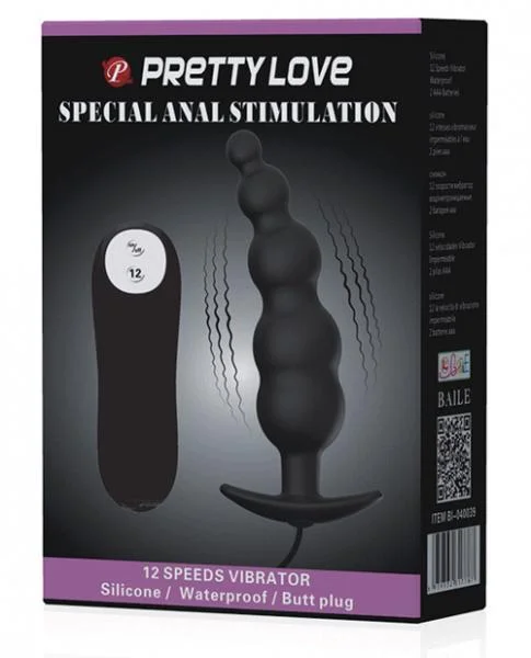 Pretty Love Vibrating Bead Butt Plug Black — image 6 of 6