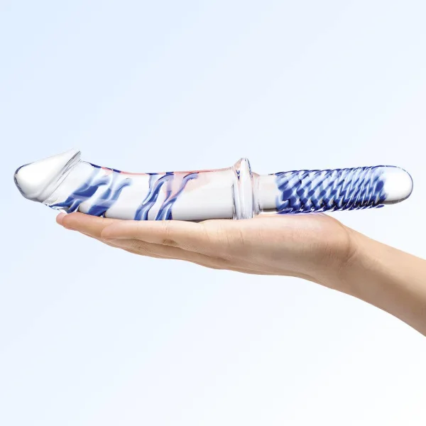 Gläs 11" Realistic Double Ended Glass Dildo - Clear & Blue