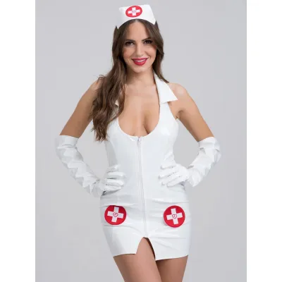 Lovehoney Fantasy Naughty PVC Look Nurse Costume