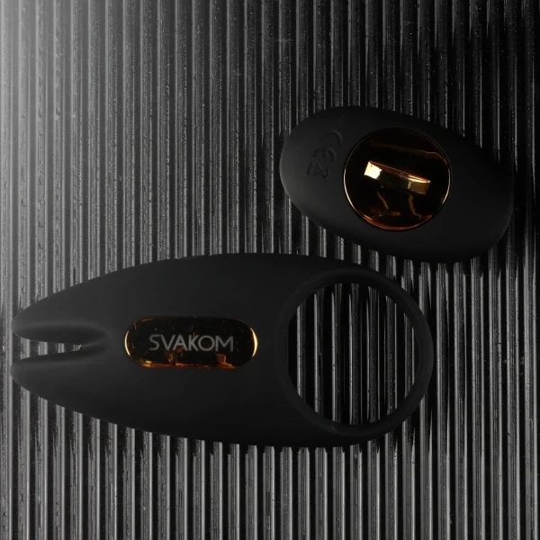 SVAKOM Winni 2 App Enabled Silicone Rechargeable Vibrating Cock Ring With Remote - Black