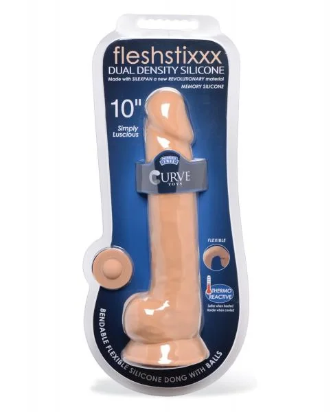 Curve Novelties Fleshstixxx 10" Dildo W/balls - Tan — image 4 of 4