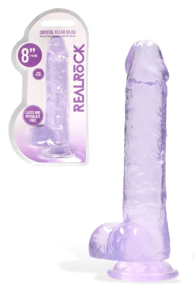 RealRock Crystal Clear - 8.3" Realistic Dildo with Balls & Suction Cup Base