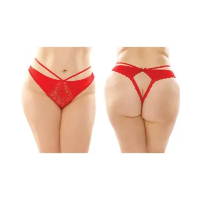 Kalina Strappy Microfiber And Lace Thong With Back Cutout 6 pack Q s Red
