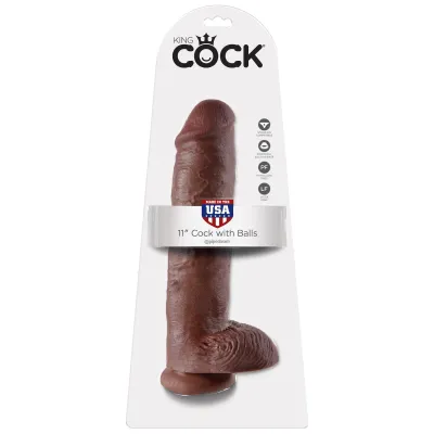 King Cock 11 Inch Cock With Balls Brown