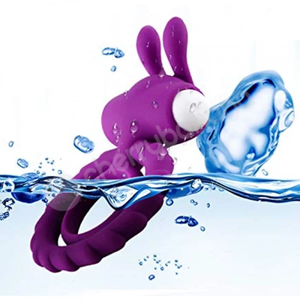 Cherry Banana Purple Rabbit Vibrating Cock & Balls Ring
