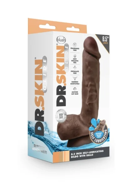 Dr. Skin Glide 8.5" Self-lubricating Dildo With Balls