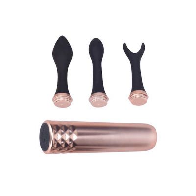 Vibrator With Interchangeable Heads Black