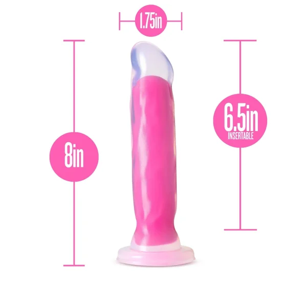 Neo Elite - Glow-in-the-dark Marquee - 8-inch Silicone Dual-density Dildo - Neon Pink