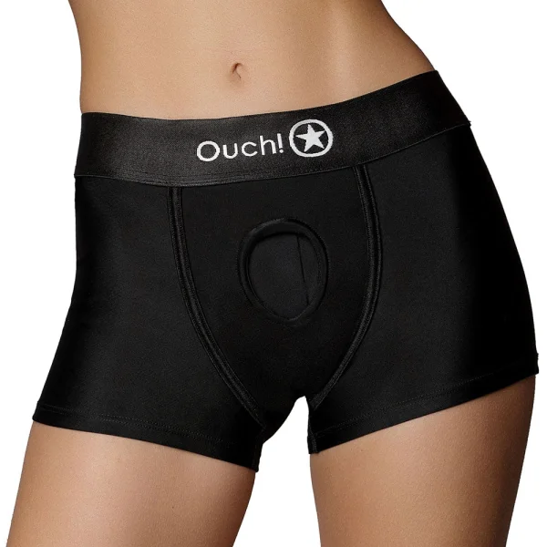 Ouch! Black Vibrating Strap-on Boxer