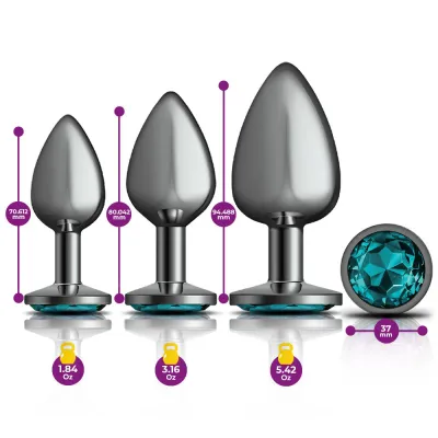 Cheeky Charms Metal Butt Plug Gunmetal Round Teal Kit Preorder Only