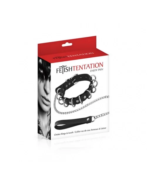 Fetish Tentation Choker with Rings and Leash