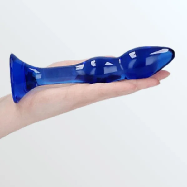 Chrystalino Gallant Blue Glass Curved Dildo Wand