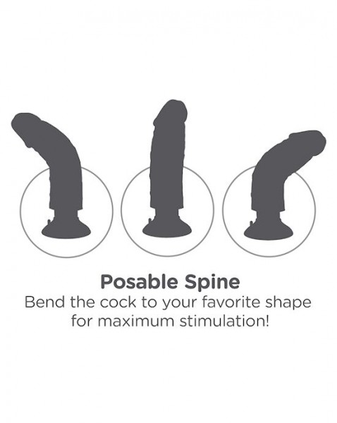 King Cock 7 Inch Vibrating Suction Cup Dildo - Flesh - 7 Inch