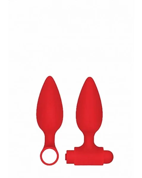 Silicone Usb Rechargeable Anal Set- Red - Red