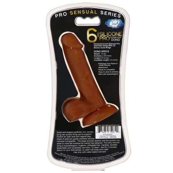 Cloud 9 Pro Sensual Premium Silicone 6 Inch Suction Cup Dildo - Chocolate
