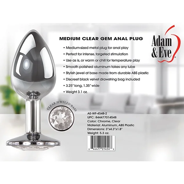 Medium Clear Gem Butt Plug