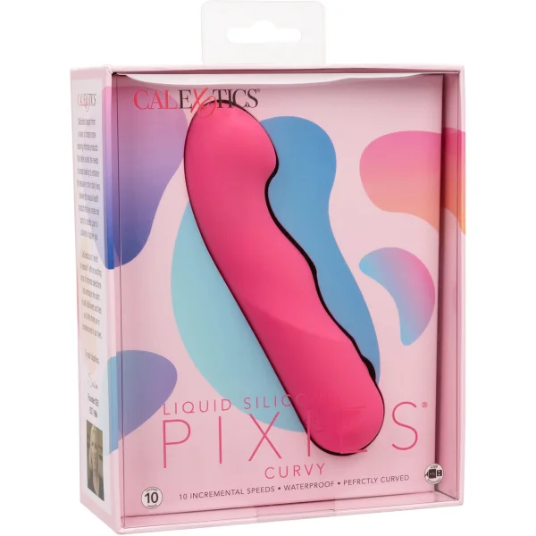 Liquid Silicone Pixies Curvy Rechargeable Waterproof Vibrator By CalExotics - Pink