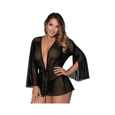 Magic Silk Modern Romance Short Robe Black S m