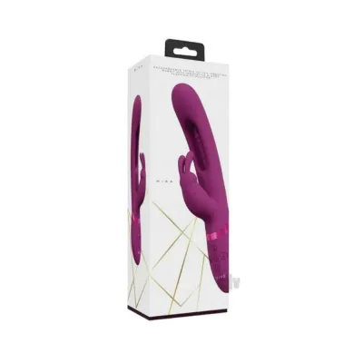 Rabbit Vibrators Vive Mika Rechargeable Triple Motor Vibrating Rabbit With Innovative G spot Flapping Stimulator Pink