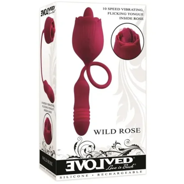 Wild Rose Rechargeable Silicone Dual Clitoral Stimulator By Evolved Novelties - Red