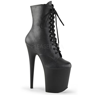 8 inchesHeel 4 inches PF Lace Up Front Ankle Boot side Zip