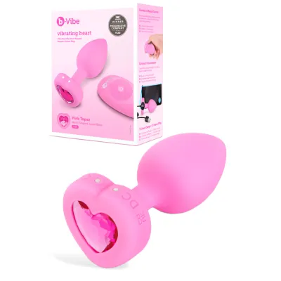 B Vibe Pink Heart 3 85 Small Vibrating Butt Plug
