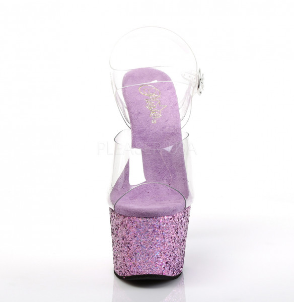 7 inches Heel, 2 3/4 inches PF Ankle Strap Sandal w/ Glitter Bottom — image 18 of 25