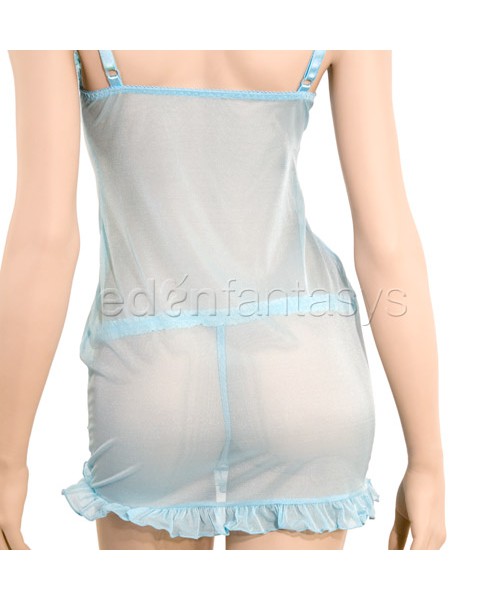 Mesh ruffled chemise with g-string