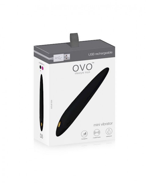 Ovo D5 Rechargeable Mini Vibrator - Black/gold